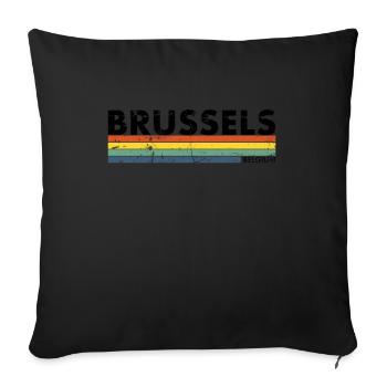 Brussels Belgium Vintage Belgium Retro Belgian - Sofa pillowcase 17,3'' x 17,3'' (45 x 45 cm) - black - Front