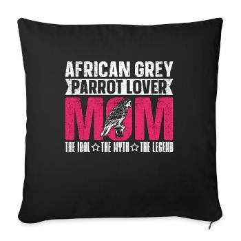 Amoureux du perroquet gris africain maman le propriétaire du perroquet - Housse de coussin décorative 45 x 45 cm - noir - Devant