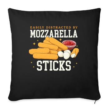 Mozzarella Sticks Cheese Cheese Lover Gift - Sofa pillowcase 17,3'' x 17,3'' (45 x 45 cm) - black - Front