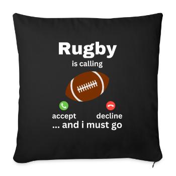 Le rugby m’appelle et je dois y aller - Housse de coussin décorative 45 x 45 cm - noir - Devant