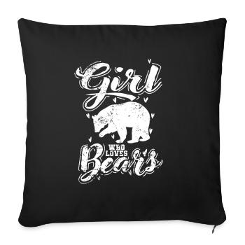 Girl who loves Bears - Sofa pillowcase 17,3'' x 17,3'' (45 x 45 cm) - black - Front