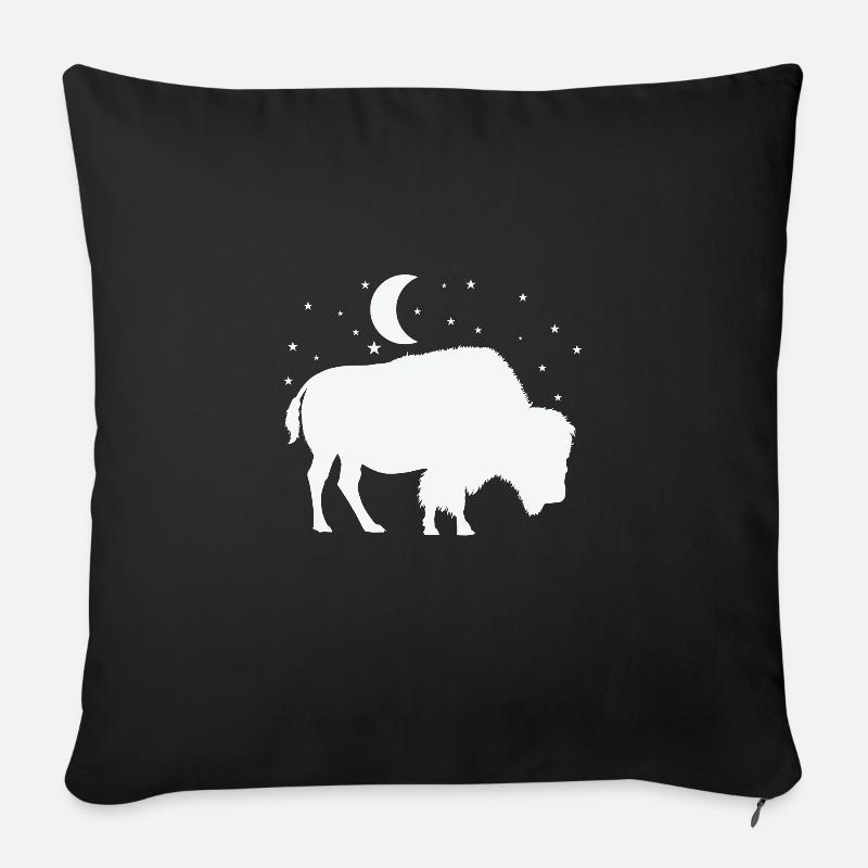Bison im Mondschein - Sofakissenbezug 45 x 45 cm - Schwarz