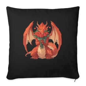 Dragon Roses Dragon de la Saint-Valentin - Housse de coussin décorative 45 x 45 cm - noir - Devant