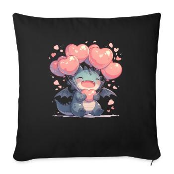 Dragon Balloons Valentine's Day Dragon Kids - Sofa pillowcase 17,3'' x 17,3'' (45 x 45 cm) - black - Front