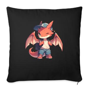 Dragon École Enfant Saint Valentin Dragon - Housse de coussin décorative 45 x 45 cm - noir - Devant