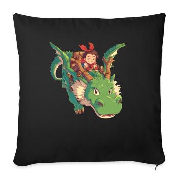 Drache Valentinstag Drache Kinder - Sofakissenbezug 45 x 45 cm - Schwarz - Vorne