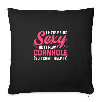 Cornhole pouf trou aveugle cadeau - Housse de coussin décorative 45 x 45 cm - noir - Devant