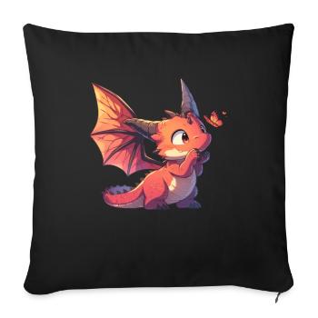 Dragon Butterfly Kawaii Dragon Kids - Sofa pillowcase 17,3'' x 17,3'' (45 x 45 cm) - black - Front