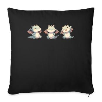 Dragon Yoga Kawaii Dragon Enfants - Housse de coussin décorative 45 x 45 cm - noir - Devant