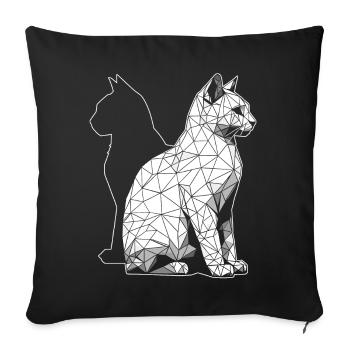 Abstract Geometric Polygonal Cat - Sofa pillowcase 17,3'' x 17,3'' (45 x 45 cm) - black - Front
