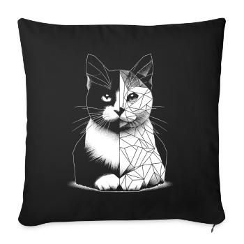 Geometrische polygonale Katze - Sofakissenbezug 45 x 45 cm - Schwarz - Vorne