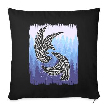 Chaman, Oiseaux Celtiques, Nature, Oiseau, Forêt - Housse de coussin décorative 45 x 45 cm - noir - Devant