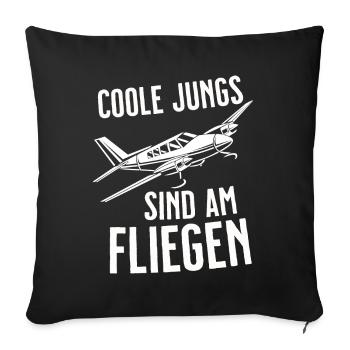 Airplane Tshirt Men's Helicopter Pilot Airplane - Sofa pillowcase 17,3'' x 17,3'' (45 x 45 cm) - black - Front