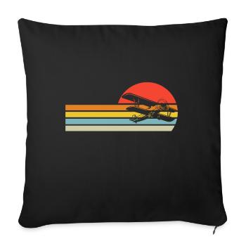 Flugzeug Tshirt Herren Helikopter Pilot Flieger - Sofakissenbezug 45 x 45 cm - Schwarz - Vorne