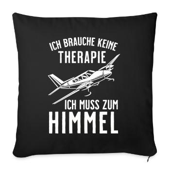 Airplane Tshirt Men's Helicopter Pilot Airplane - Sofa pillowcase 17,3'' x 17,3'' (45 x 45 cm) - black - Front