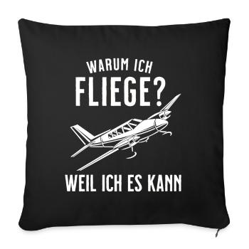 Airplane Tshirt Men's Helicopter Pilot Airplane - Sofa pillowcase 17,3'' x 17,3'' (45 x 45 cm) - black - Front
