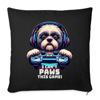 Nerds du jeu, amateurs de chiens Shih Tzu - Housse de coussin décorative 45 x 45 cm - noir - Devant