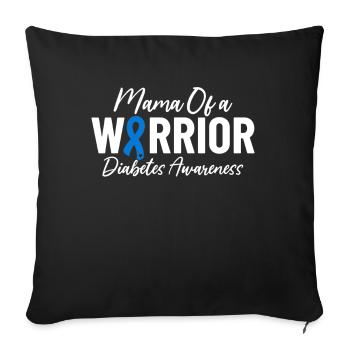 Maman D’un Guerrier Ruban Bleu Diabète Juvénile - Housse de coussin décorative 45 x 45 cm - noir - Devant