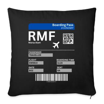 Marsa Alam Égypte Billet d’avion Idée de vacances - Housse de coussin décorative 45 x 45 cm - noir - Devant