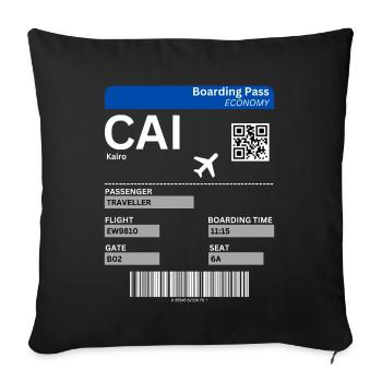 Cairo Egypt Flight Ticket Cairo Holiday Idea - Sofa pillowcase 17,3'' x 17,3'' (45 x 45 cm) - black - Front