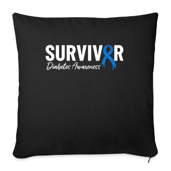 Diabetes Survivor Blue Ribbon Useless Pancreas - Sofa pillowcase 17,3'' x 17,3'' (45 x 45 cm) - black - Front