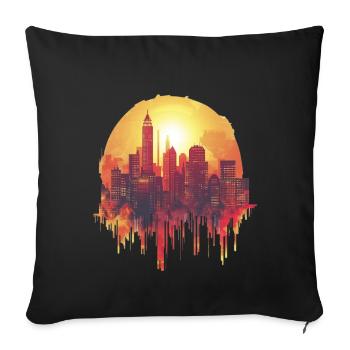 City skyline at sunset - Sofa pillowcase 17,3'' x 17,3'' (45 x 45 cm) - black - Front