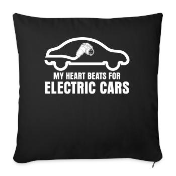 Véhicule électrique Voiture électrique - Housse de coussin décorative 45 x 45 cm - noir - Devant