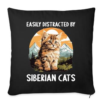 Siberian Cat Sibirische Katze - Sofa pillowcase 17,3'' x 17,3'' (45 x 45 cm) - black - Front