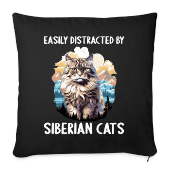 Siberian Cat Sibirische Katze - Sofakissenbezug 45 x 45 cm - Schwarz - Vorne