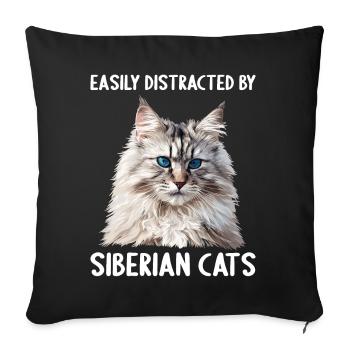 Siberian Cat Sibirische Katze - Sofa pillowcase 17,3'' x 17,3'' (45 x 45 cm) - black - Front
