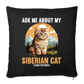 Siberian Cat Sibirische Katze - Sofa pillowcase 17,3'' x 17,3'' (45 x 45 cm) - black - Front