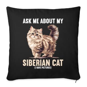 Siberian Cat Sibirische Katze - Sofa pillowcase 17,3'' x 17,3'' (45 x 45 cm) - black - Front