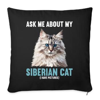 Chat Sibérien Sibirische Katze - Housse de coussin décorative 45 x 45 cm - noir - Devant