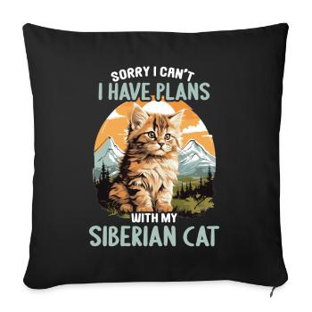 Siberian Cat Sibirische Katze - Sofakissenbezug 45 x 45 cm - Schwarz - Vorne