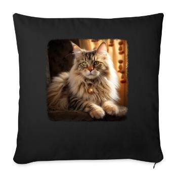 Siberian Cat Sibirische Katze - Sofa pillowcase 17,3'' x 17,3'' (45 x 45 cm) - black - Front