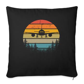 Airplane Tshirt Men's Helicopter Pilot Airplane - Sofa pillowcase 17,3'' x 17,3'' (45 x 45 cm) - black - Front
