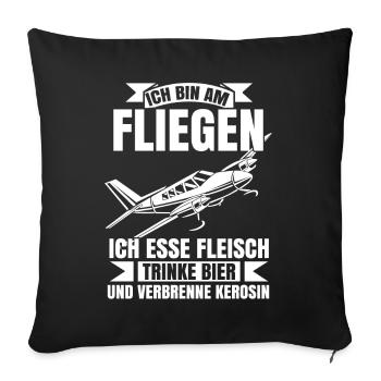 Airplane Tshirt Men's Helicopter Pilot Airplane - Sofa pillowcase 17,3'' x 17,3'' (45 x 45 cm) - black - Front