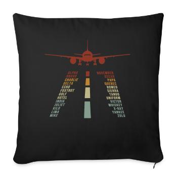 Airplane Tshirt Men's Helicopter Pilot Airplane - Sofa pillowcase 17,3'' x 17,3'' (45 x 45 cm) - black - Front