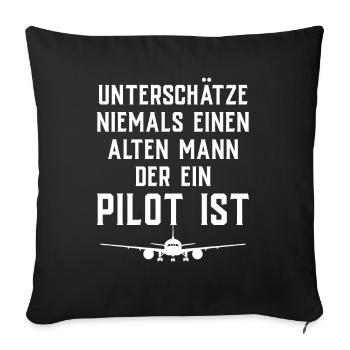 Airplane Tshirt Men's Helicopter Pilot Airplane - Sofa pillowcase 17,3'' x 17,3'' (45 x 45 cm) - black - Front