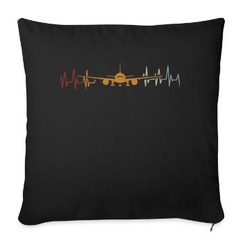 Airplane Tshirt Men's Helicopter Pilot Airplane - Sofa pillowcase 17,3'' x 17,3'' (45 x 45 cm) - black - Front
