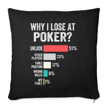 Poker Enthusiast Poker Chips Card Games - Sofa pillowcase 17,3'' x 17,3'' (45 x 45 cm) - black - Front