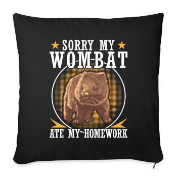 Wombat hat meine Hausaufgaben Beuteltier - Sofakissenbezug 45 x 45 cm - Schwarz - Vorne