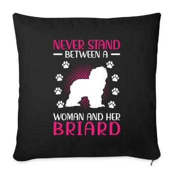 Briard Berger de Brie épouse et son Briard - Housse de coussin décorative 45 x 45 cm - noir - Devant