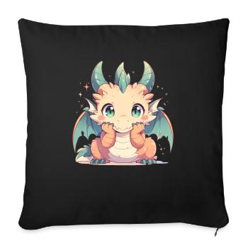 Dragon Kawaii Dragon Kids - Sofa pillowcase 17,3'' x 17,3'' (45 x 45 cm) - black - Front