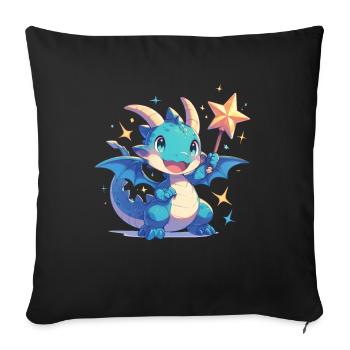 Dragon Fée Kawaii Dragon Enfants - Housse de coussin décorative 45 x 45 cm - noir - Devant