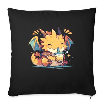 Dragon Bubble Tea Kawaii Dragon Kids - Sofa pillowcase 17,3'' x 17,3'' (45 x 45 cm) - black - Front