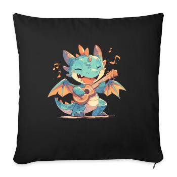Drache Ukulele Kawaii Drache Kinder - Sofakissenbezug 45 x 45 cm - Schwarz - Vorne