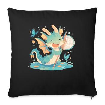 Dragon Butterfly Kawaii Dragon Enfants - Housse de coussin décorative 45 x 45 cm - noir - Devant