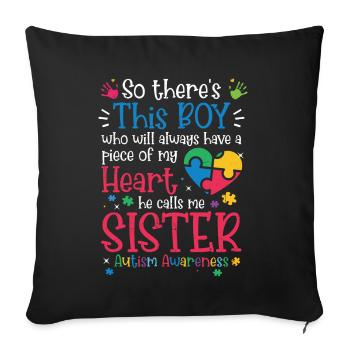Autisme - Housse de coussin décorative 45 x 45 cm - noir - Devant