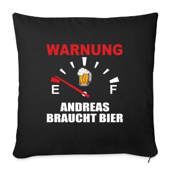 Beer speedometer, Andreas needs beer - Sofa pillowcase 17,3'' x 17,3'' (45 x 45 cm) - black - Front